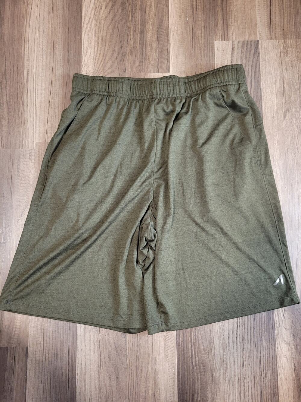 Mens Active Stretch Quick Dry Olive Green 9 Inch Inseam Workout Basketball Short
